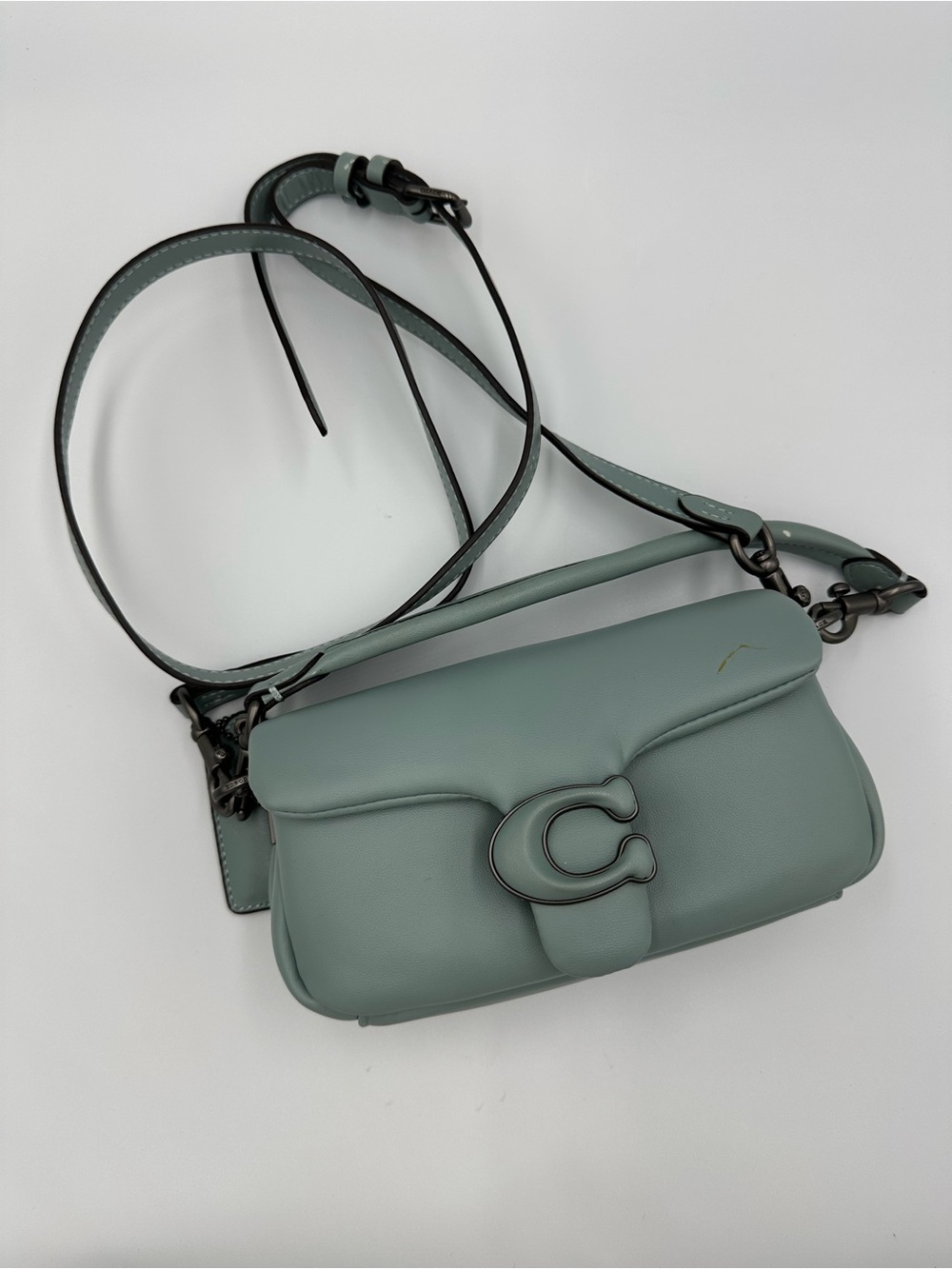 Coach Pillow Tabby Shoulder Bag 18 C3880 Sage Nappa Leather Flaws Read AS IS